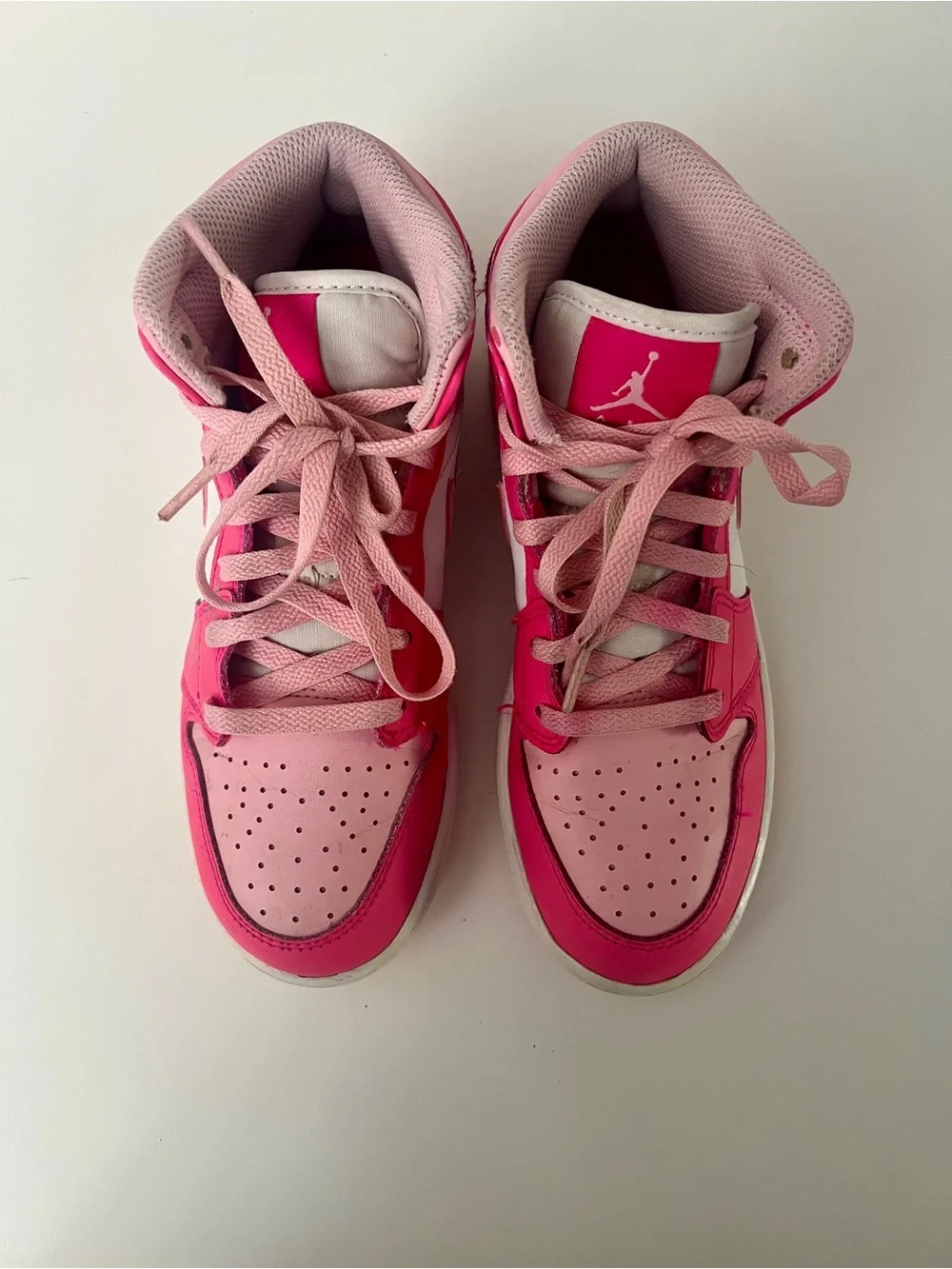 Nike Kids Pink and White Air Jordan 1 Mid